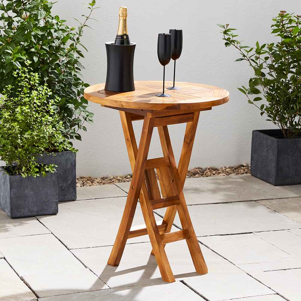 Click to view product details and reviews for Sherford Teak Hardwood Round Bar Table Round Folding Bar Table.